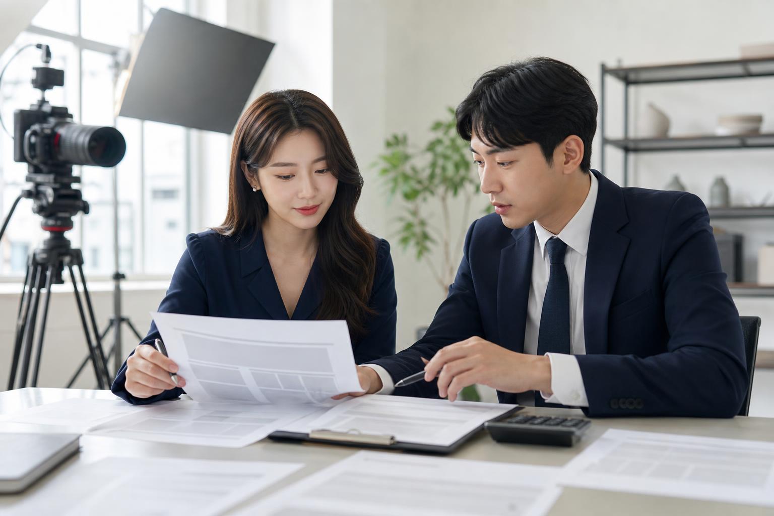 온라인 VOD 강의 계약서를 검토하는 실무자, 서류닷컴
